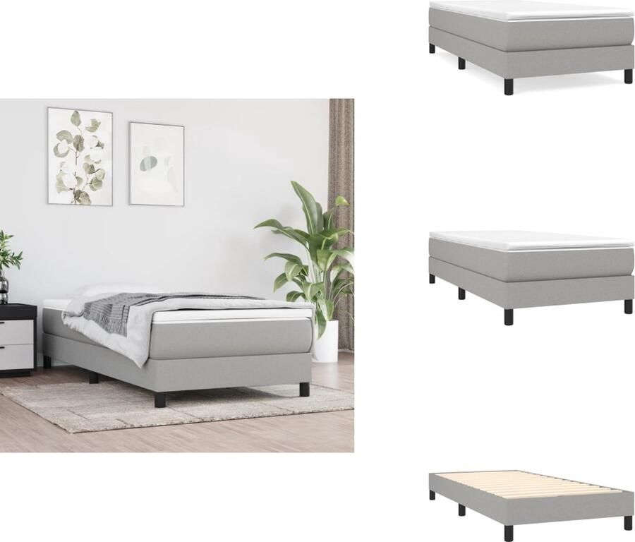 VidaXL Bedframe Bedframes Slaapmeubel Bedbodem Boxspringframe stof lichtgrijs 100x200 cm