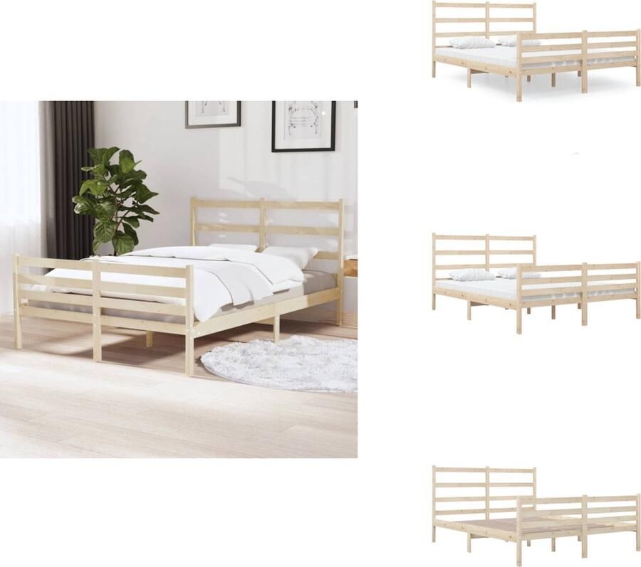 VidaXL Bedframe Bedframes Tweepersoonsbed Bed Bedframe massief grenenhout 120x190 cm 4FT Small Double - Foto 2