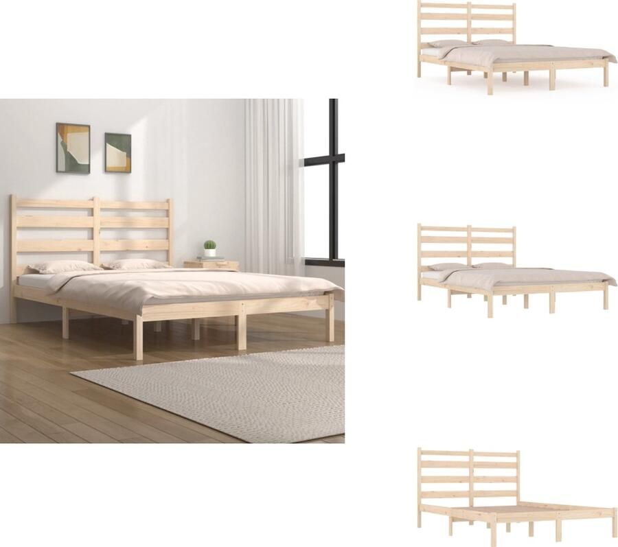 VidaXL Bedframe Bedframes Tweepersoonsbed Bed Bedframe massief grenenhout 120x190 cm 4FT Small Double