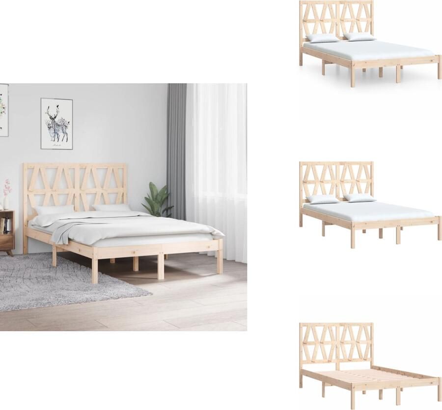 VidaXL Houten Bedframe Klassiek Bedframe 205.5 x 125.5 x 31 cm Massief grenenhout Bed