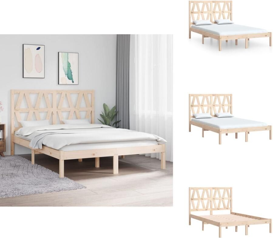 VidaXL Bedframe Bedframes Tweepersoonsbed Bed Bedframe massief grenenhout 135x190 cm