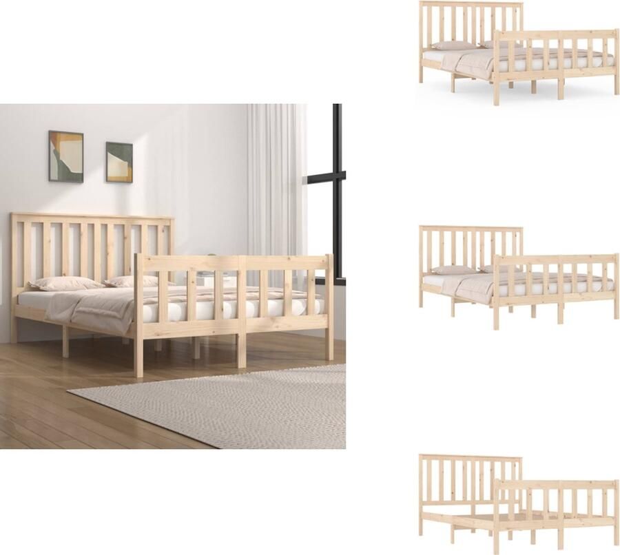 VidaXL Klassiek Grenenhouten Bedframe 195.5 x 145.5 x 69.5 cm Comfortabele ondersteuning Bed