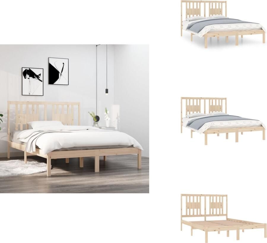 VidaXL Bedframe Bedframes Tweepersoonsbed Bed Bedframe massief grenenhout 140x190 cm