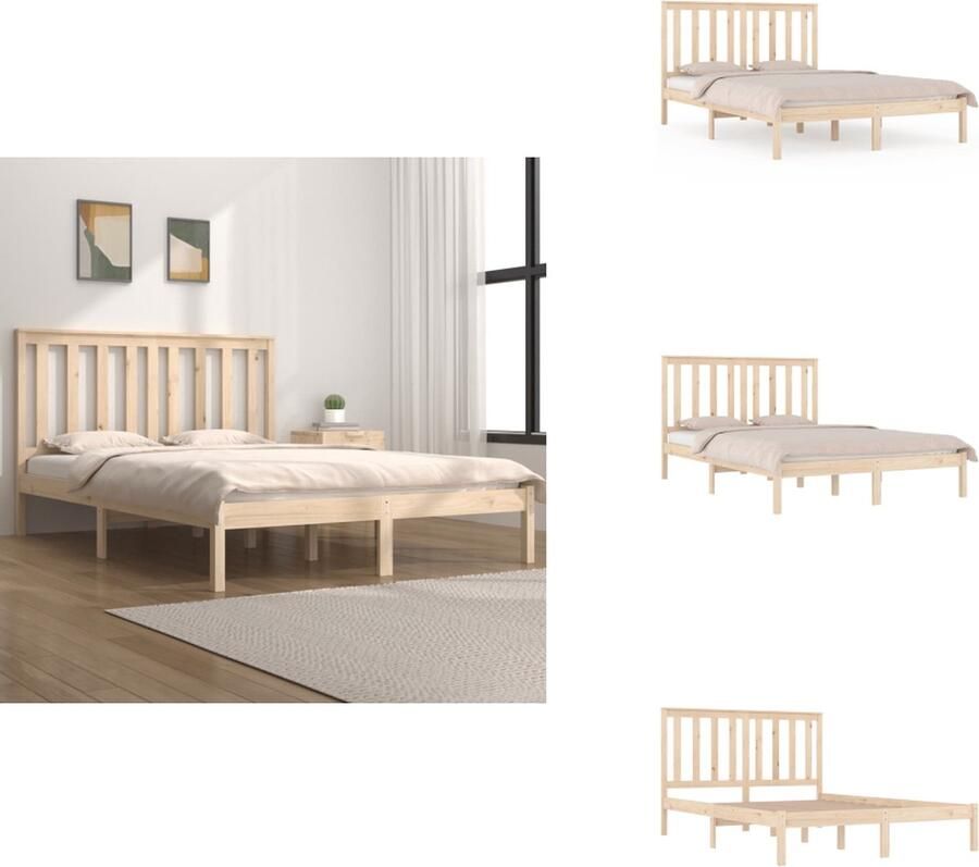 VidaXL Bedframe Bedframes Tweepersoonsbed Bed Bedframe massief grenenhout 140x190 cm