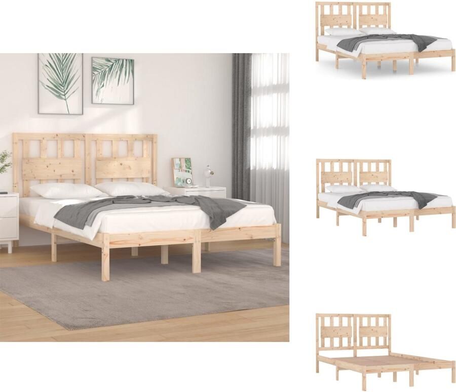VidaXL Bedframe Grenenhout Klassiek 195.5 x 145.5 x 100 cm Inclusief lattenbodem Hoofdeinde Montage vereist Bed - Foto 3