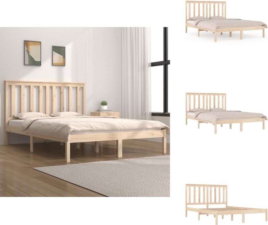 VidaXL Bedframe Bedframes Tweepersoonsbed Bed Bedframe massief grenenhout 140x200 cm - Foto 2