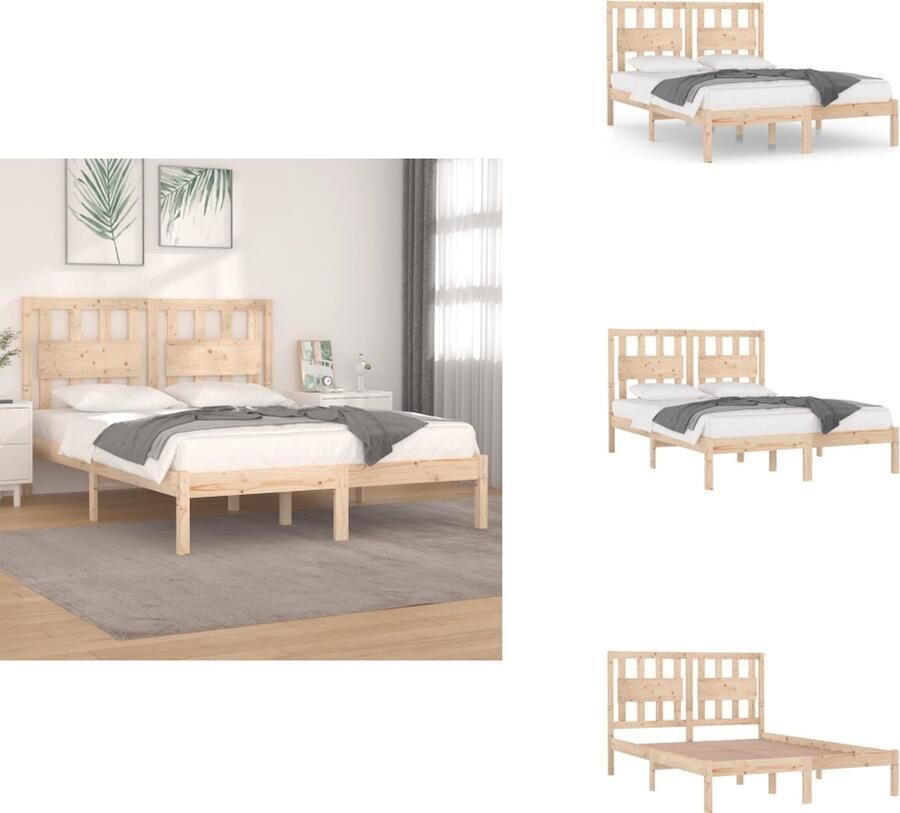 VidaXL Bedframe Bedframes Tweepersoonsbed Bed Bedframe massief grenenhout 160x200 cm