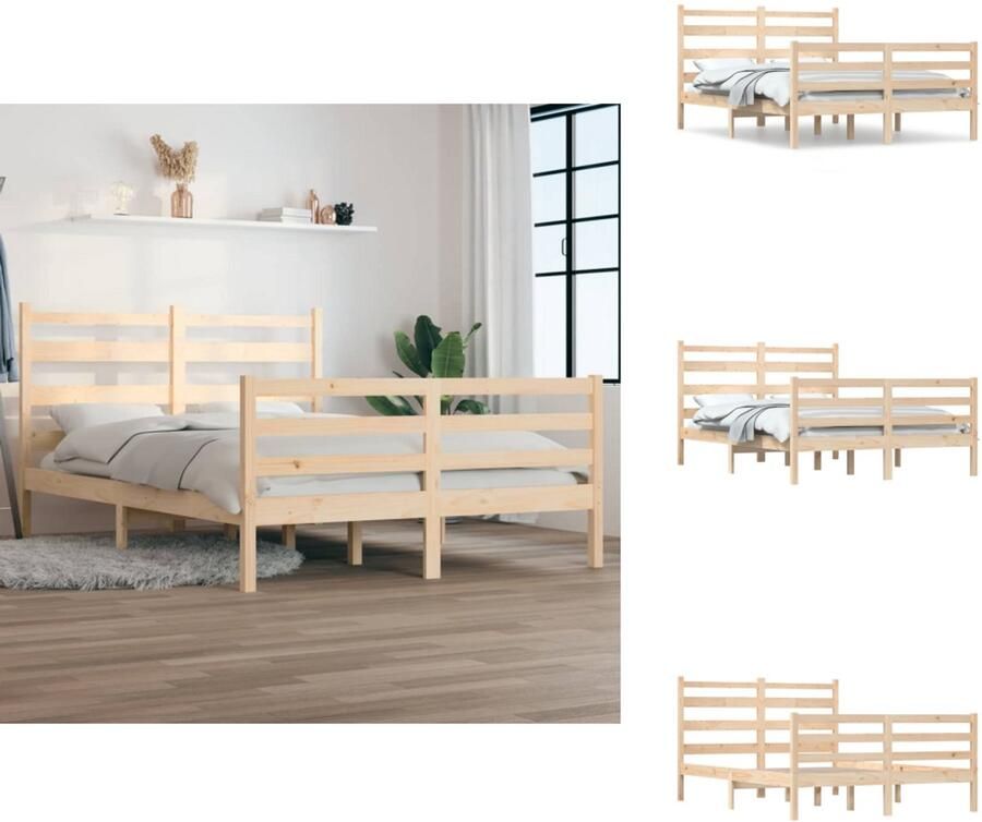 VidaXL Bedframe Bedframes Tweepersoonsbed Bed Bedframe massief grenenhout 160x200 cm - Foto 5