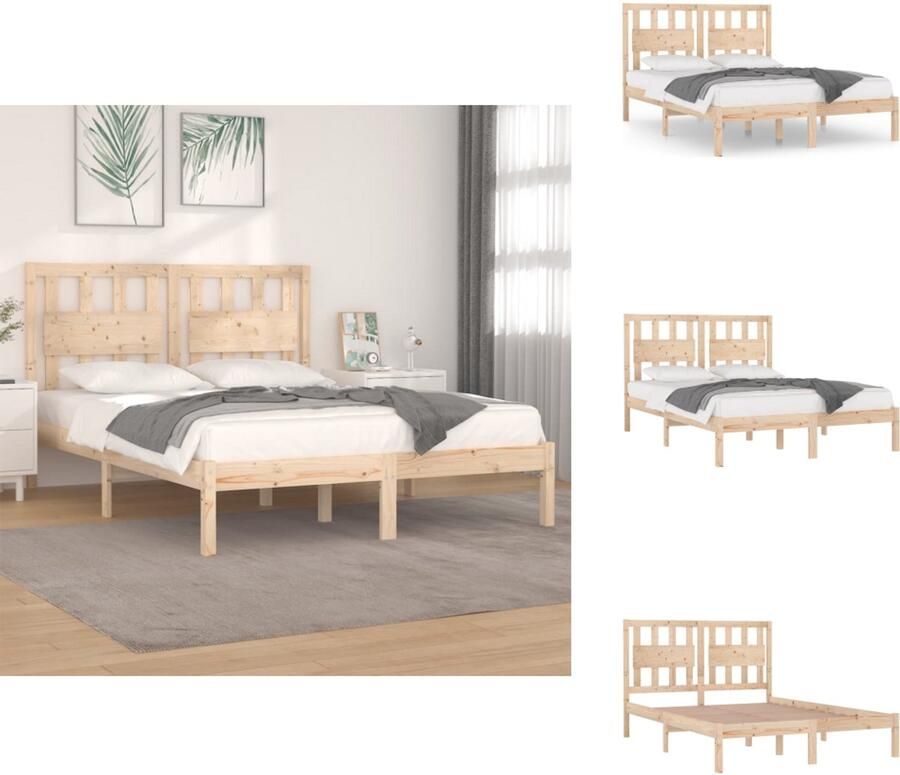 VidaXL Bedframe Bedframes Tweepersoonsbed Bed Bedframe massief grenenhout 160x200 cm - Foto 4