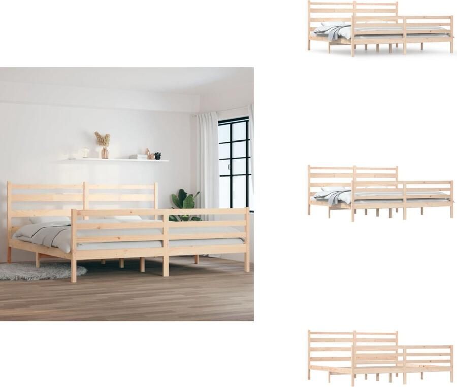 VidaXL Houten Bedframe Classic 205.5 x 206 x 100 cm Massief grenenhout 200 x 200 cm Montage vereist Bed - Foto 4