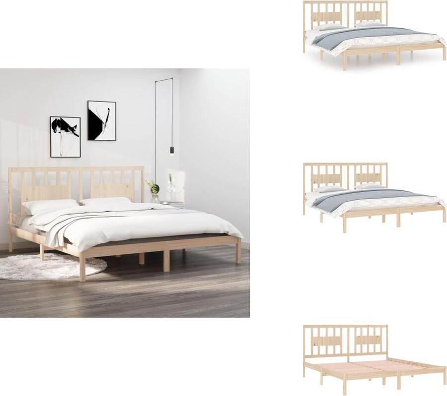 VidaXL Houten Bedframe Classic 205.5 x 206 x 100 cm Massief grenenhout 200 x 200 cm Montage vereist Bed