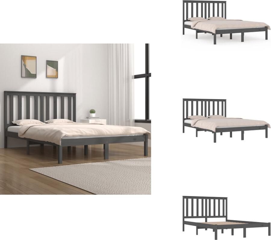 VidaXL Houten Bedframe Klassiek Bedframes Afmeting- 205.5 x 125.5 x 31 cm Ken- Massief Grenenhout Bed