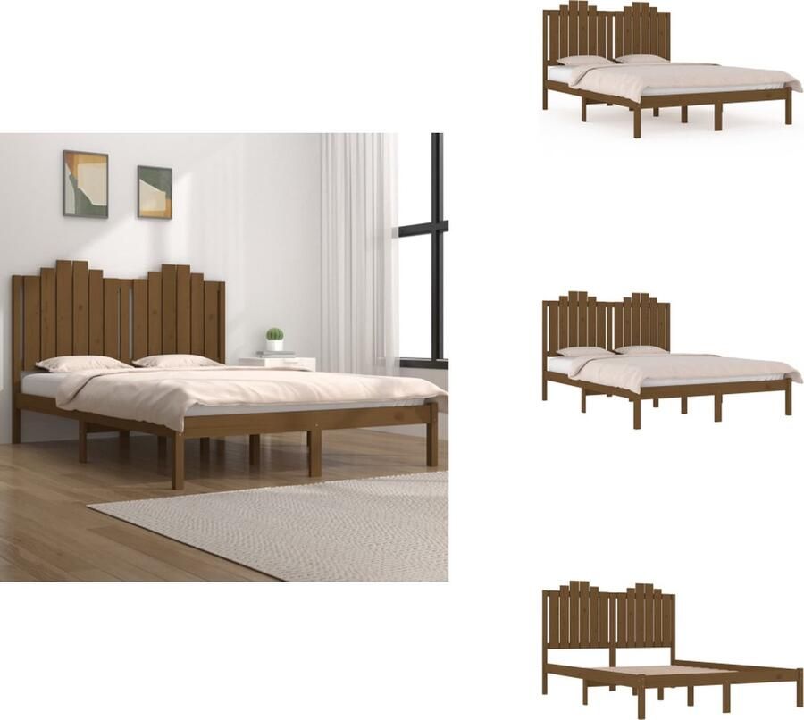 VidaXL Bedframe Grenenhout Honingbruin 205.5 x 126 x 100 cm Geschikt voor matras 120 x 200 cm Bed - Foto 3
