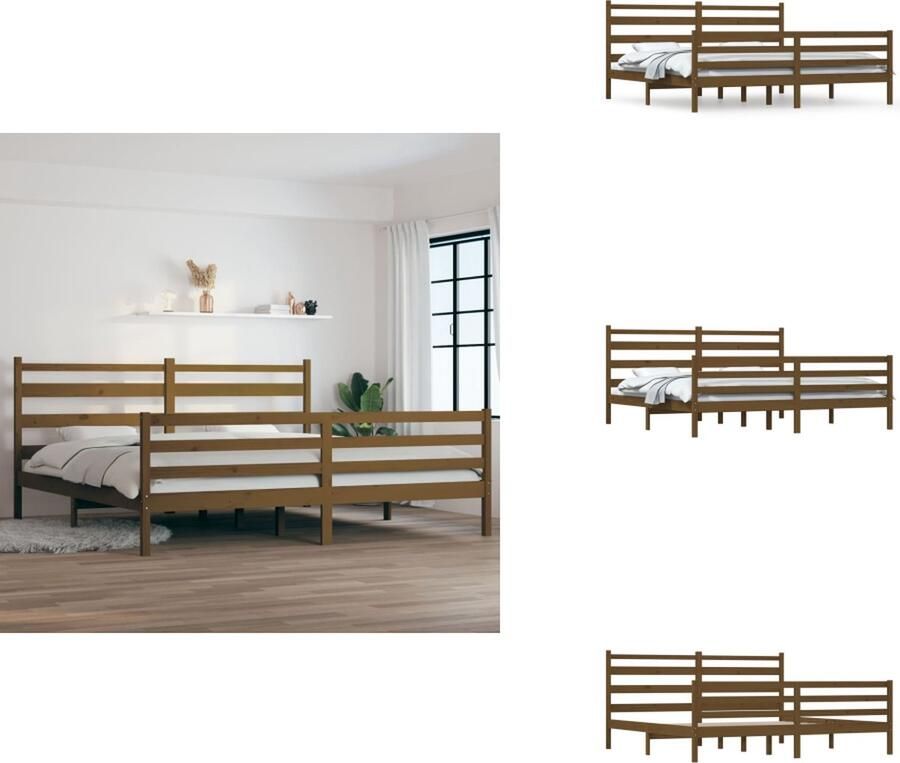VidaXL Bedframe Bedframes Tweepersoonsbed Bed Bedframe massief grenenhout honingbruin 200x200 cm