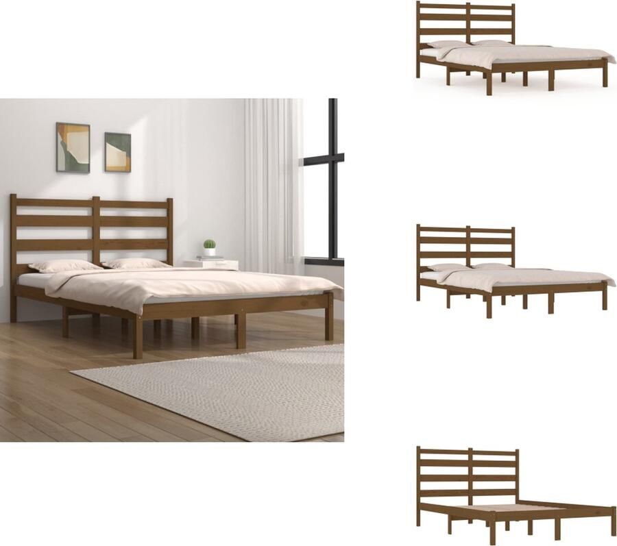 VidaXL Houten Bedframe Klassiek Bedframes 205.5 x 205.5 x 100 cm (LxBxH) Hoogwaardig massief grenenhout Bed