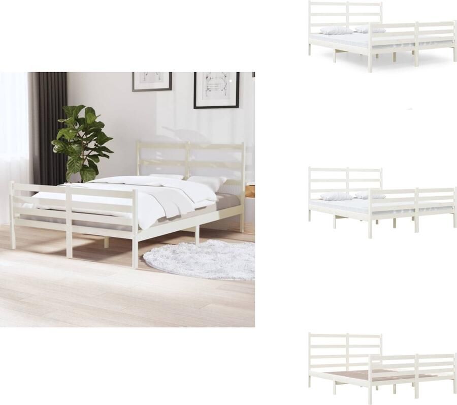 VidaXL Bedframe Classic Pine 195.5 x 126 x 100 cm wit geschikt voor 120 x 190 cm matras (4FT Small Double) massief grenenhout Bed