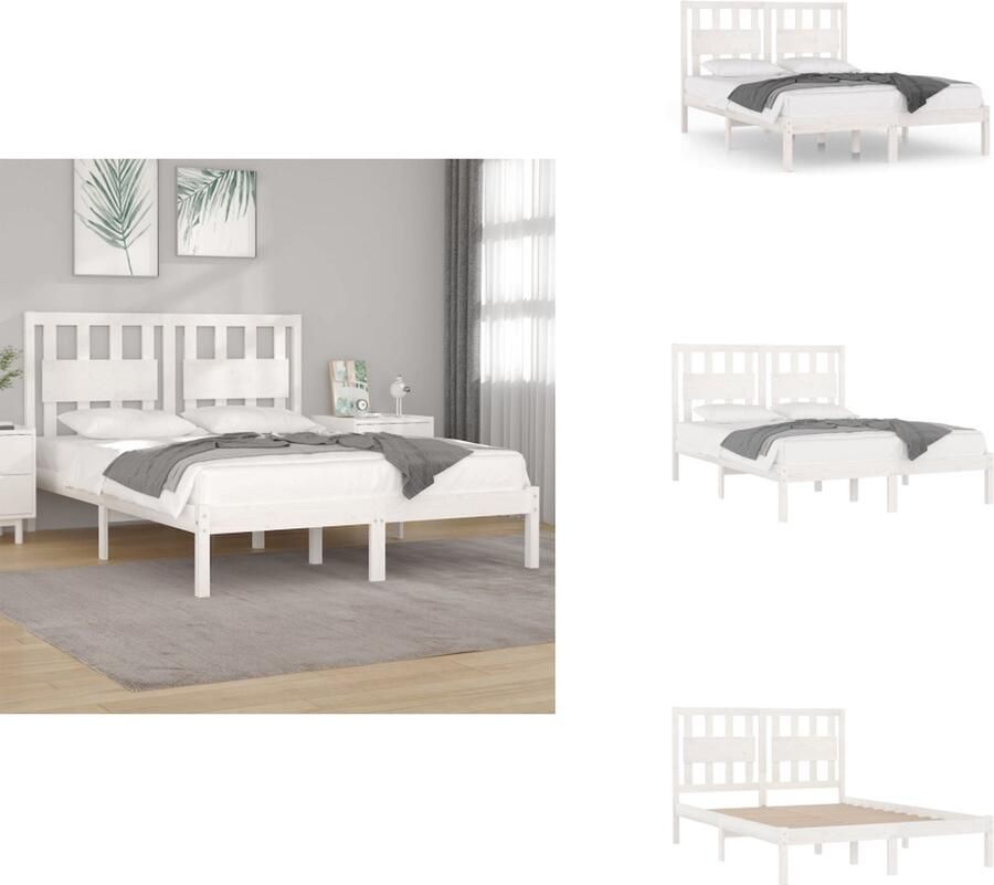 VidaXL Bedframe Bedframes Tweepersoonsbed Bed Bedframe massief grenenhout wit 180x200 cm