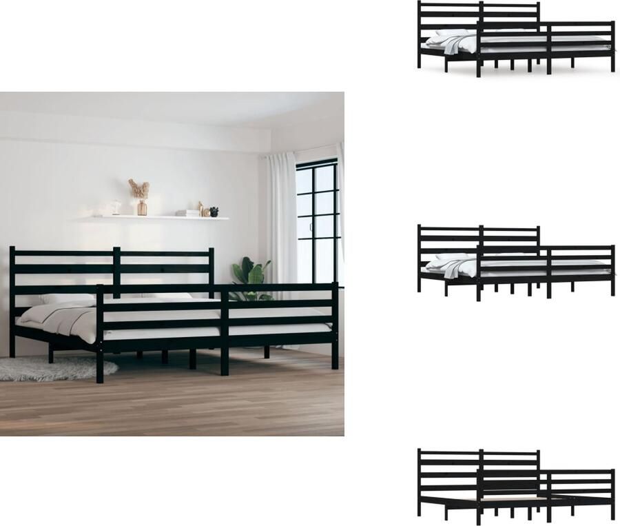 VidaXL Bedframe Bedframes Tweepersoonsbed Bed Bedframe massief grenenhout zwart 200x200 cm