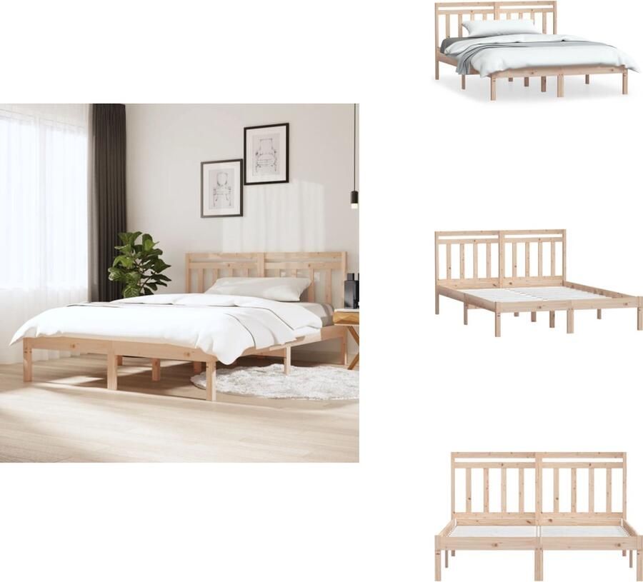 VidaXL Bedframe Grenenhout Multiplex Lattenbodem 195.5x125.5x69.5 cm 4FT Small Double Onbehandeld Bed - Foto 3