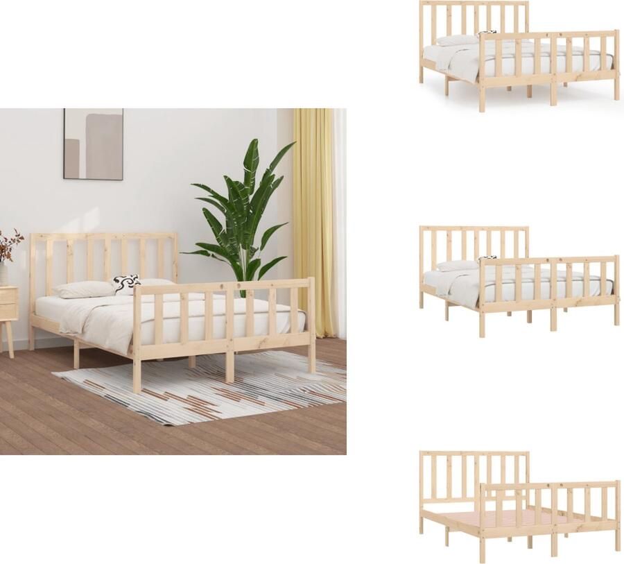 VidaXL Bedframe Grenenhout Multiplex Lattenbodem 195.5x125.5x69.5 cm 4FT Small Double Onbehandeld Bed - Foto 4