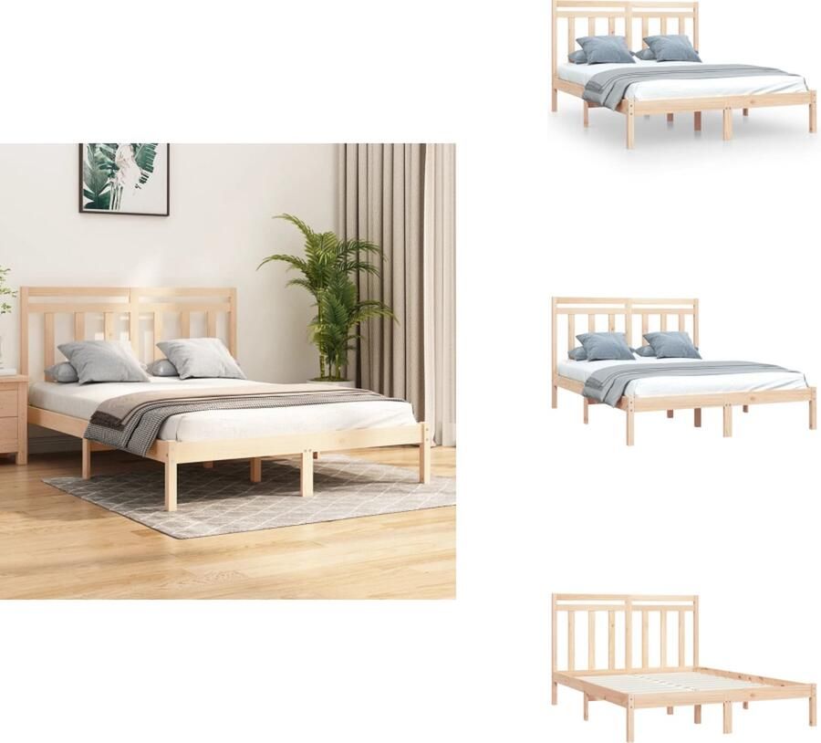 VidaXL Klassiek Bedframe Massief grenenhout 195.5 x 125.5 x 31 cm Geschikt voor 120 x 190 cm matras Montage vereist Bed
