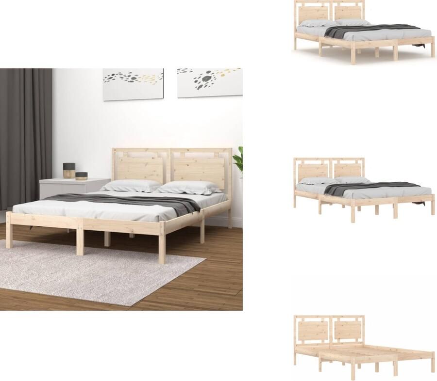 VidaXL Bedframe Bedframes Tweepersoonsbed Bed Bedframe massief hout 120x190 cm 4FT Small Double