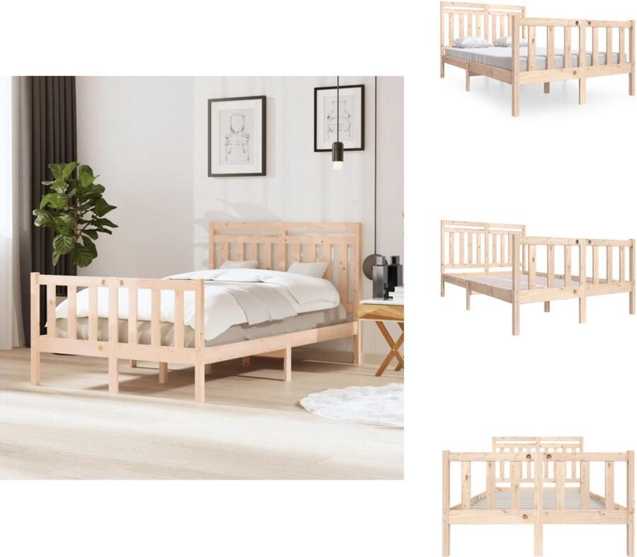 VidaXL Bedframe Grenenhout Multiplex Lattenbodem 195.5x125.5x69.5 cm 4FT Small Double Onbehandeld Bed - Foto 7