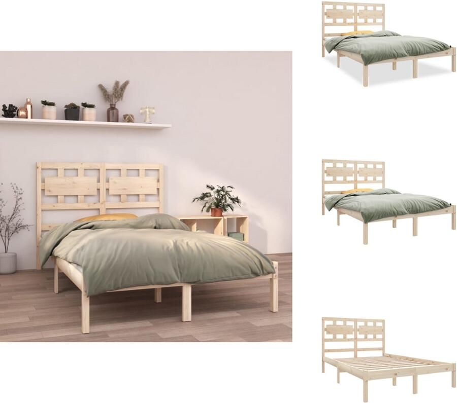 VidaXL Bedframe Grenenhout Multiplex Lattenbodem 195.5x125.5x69.5 cm 4FT Small Double Onbehandeld Bed - Foto 6