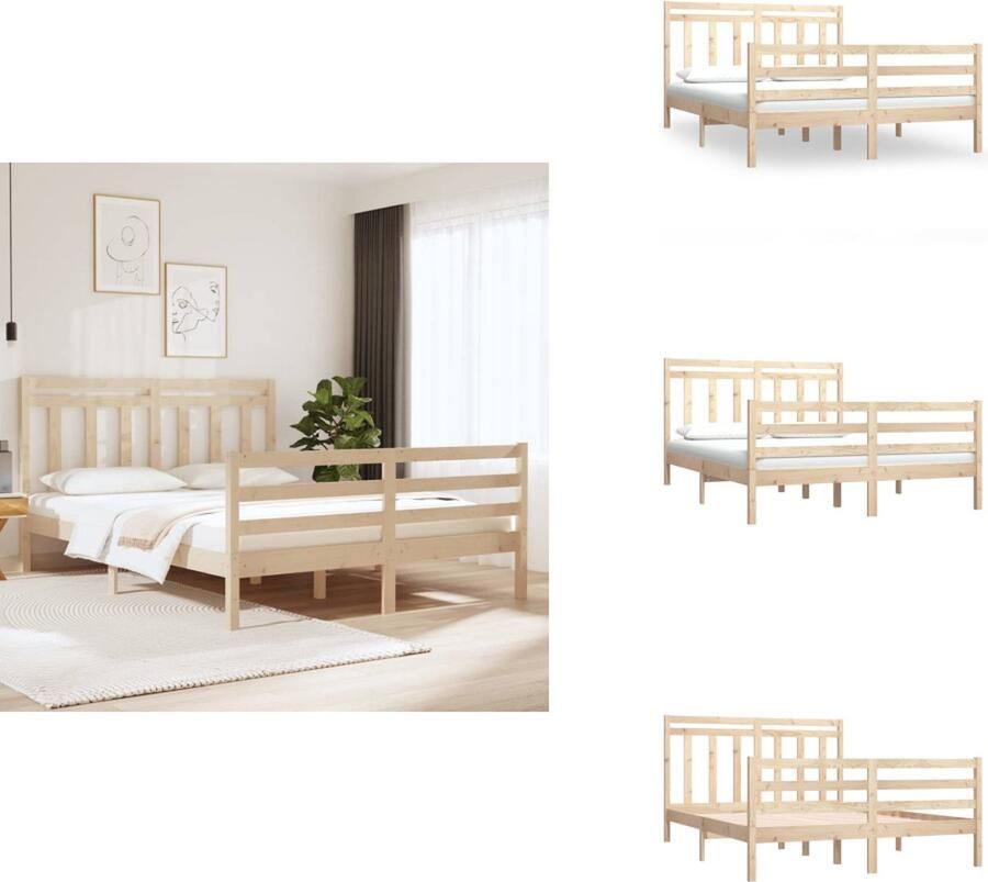 VidaXL Bedframe Grenenhout Multiplex Lattenbodem 195.5x125.5x69.5 cm 4FT Small Double Onbehandeld Bed - Foto 5