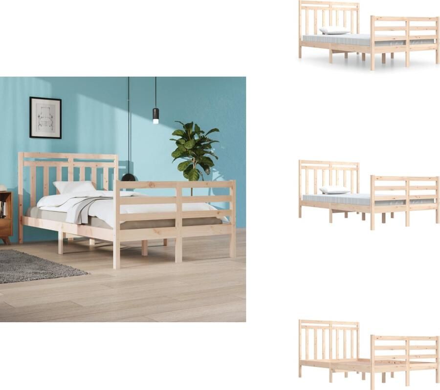 VidaXL Bedframe Grenenhout Multiplex lattenbodem 205.5 x 125.5 x 69.5 cm 120 x 200 cm Bed - Foto 5