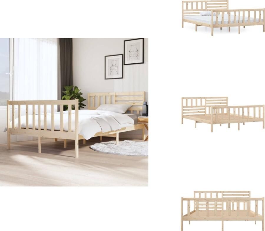 VidaXL Bedframe Grenenhout Multiplex lattenbodem 205.5 x 125.5 x 69.5 cm 120 x 200 cm Bed - Foto 7