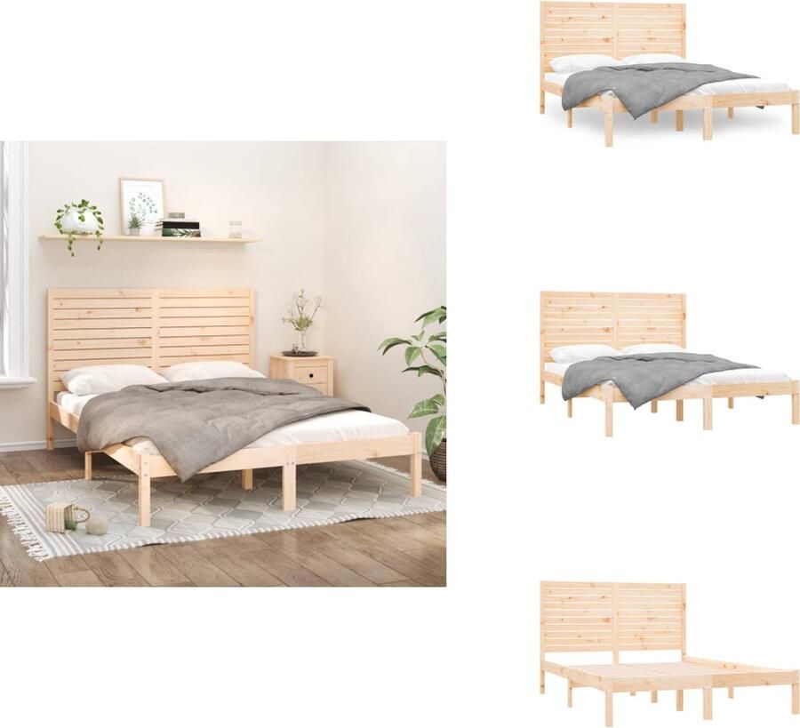 VidaXL Bedframe Bedframes Tweepersoonsbed Bed Bedframe massief hout 120x200 cm