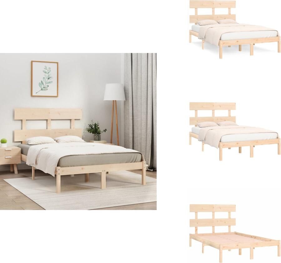 VidaXL Bedframe Grenenhout Multiplex lattenbodem 205.5 x 125.5 x 69.5 cm 120 x 200 cm Bed