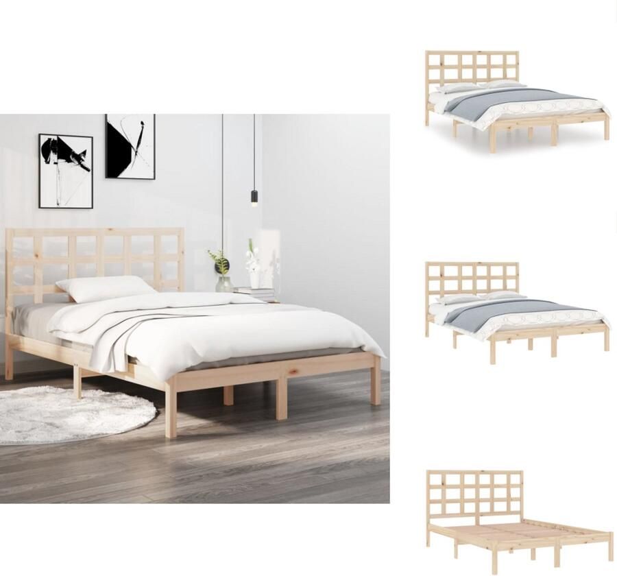 VidaXL Bedframe Bedframes Tweepersoonsbed Bed Bedframe massief hout 120x200 cm