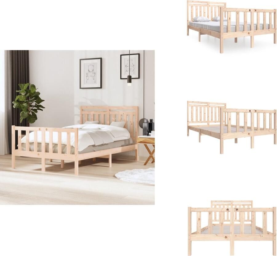 VidaXL Bedframe Grenenhout Multiplex lattenbodem 205.5 x 125.5 x 69.5 cm 120 x 200 cm Bed - Foto 2