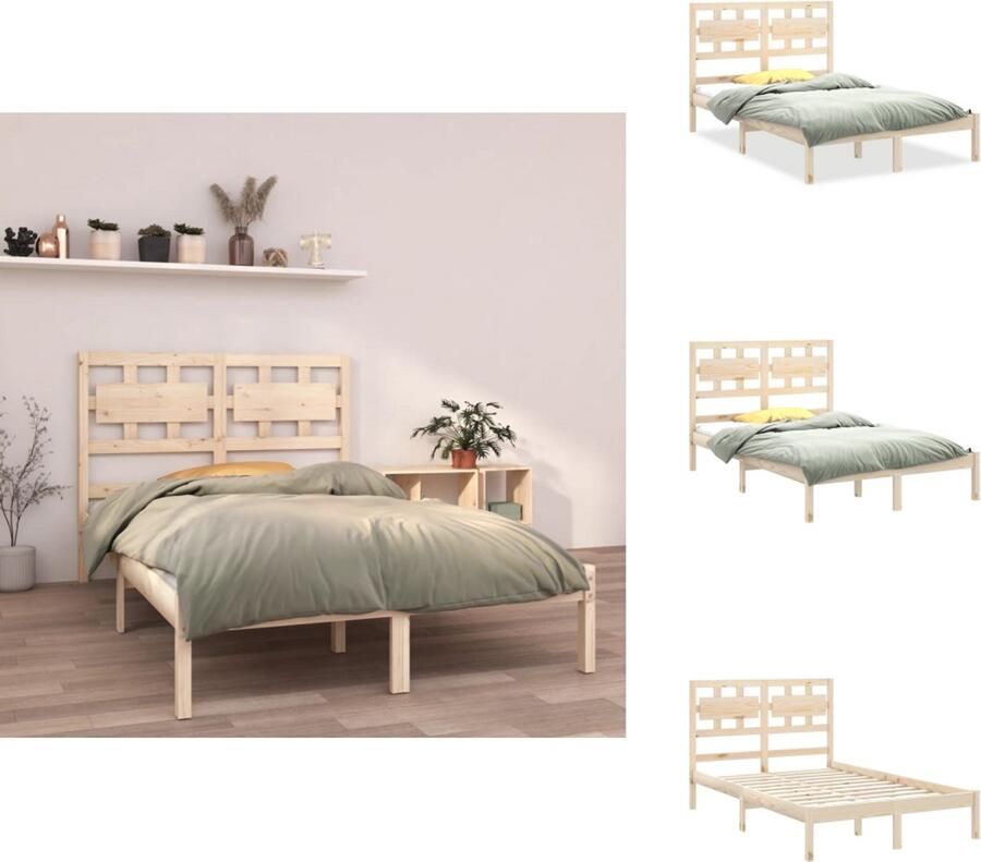 VidaXL Bedframe Grenenhout Multiplex lattenbodem 205.5 x 125.5 x 69.5 cm 120 x 200 cm Bed - Foto 6
