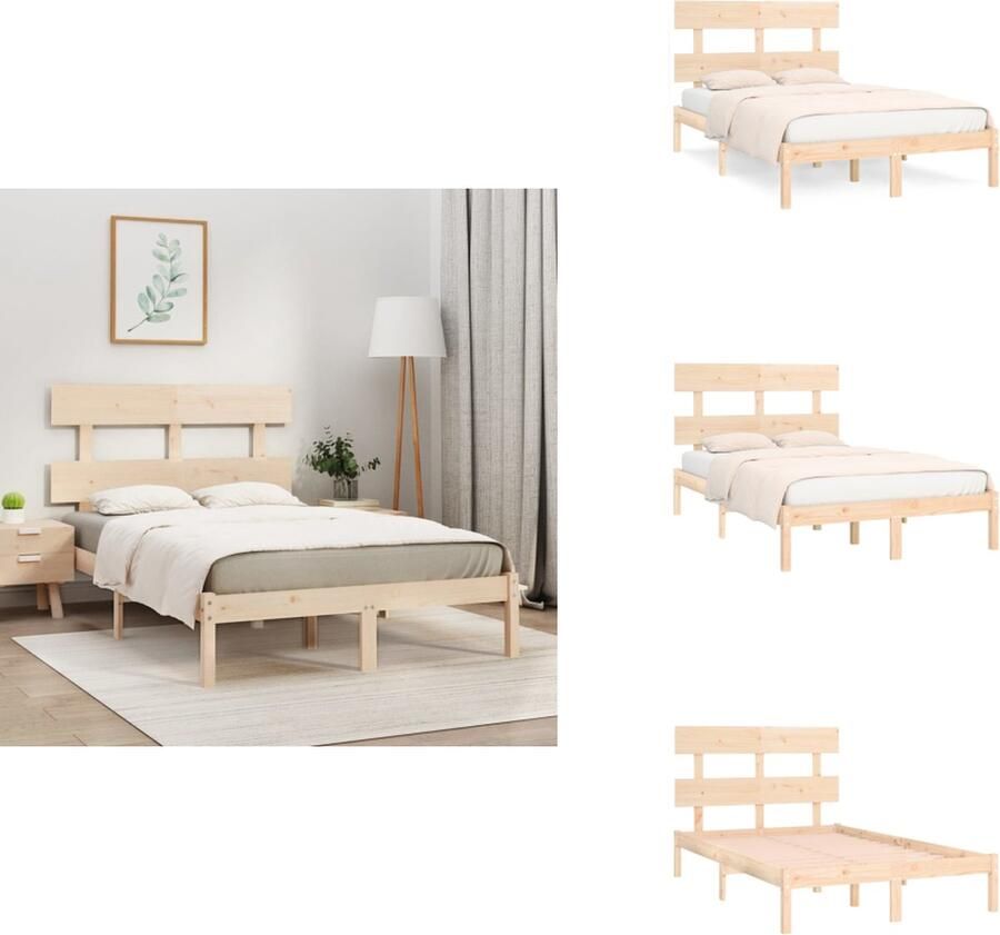 VidaXL Bedframe Bedframes Tweepersoonsbed Bed Bedframe massief hout 135x190 cm