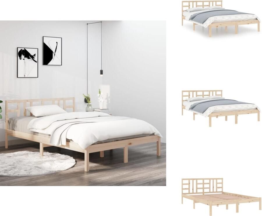 VidaXL Klassiek Grenenhouten Bedframe 195.5 x 141 x 100 cm Lattenbodem Hoogwaardig massief hout Bed - Foto 10