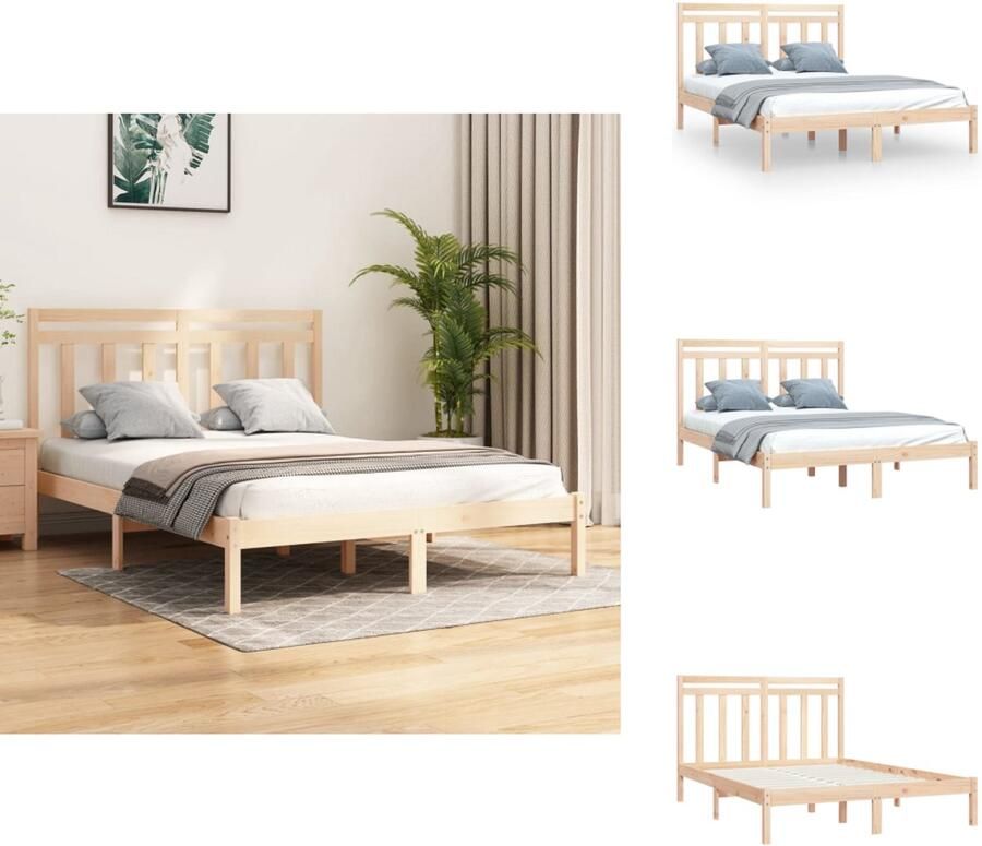 VidaXL Bedframe Grenenhout Massief 195.5 x 145.5 x 31 cm Geschikt voor 140 x 190 cm matras Onbehandeld Bed - Foto 5
