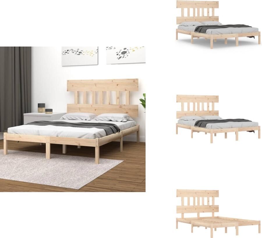 VidaXL Bedframe Grenenhout 140 x 200 cm Tijdloos ontwerp Stevig en stabiel Massief grenenhout Bed