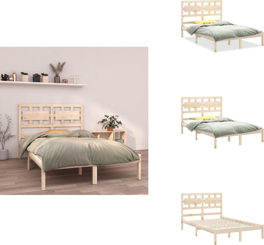 VidaXL Houten Bedframe Tijdloos Ontwerp Bed Afmeting- 205.5 x 145.5 cm Materiaal- Grenenhout Bed