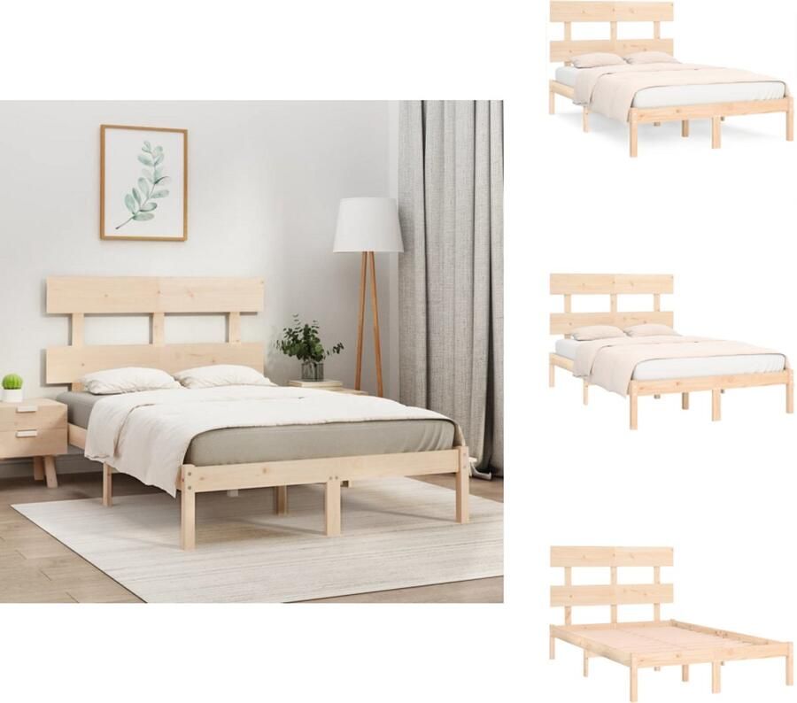 The Living Store Houten Bedframe Grenenhout 205.5 x 145.5 x 31 cm Tijdloos ontwerp Houten Bedframe Grenenhout Bed Massief Hout Bed Frame Tweepersoons Bed - Foto 2