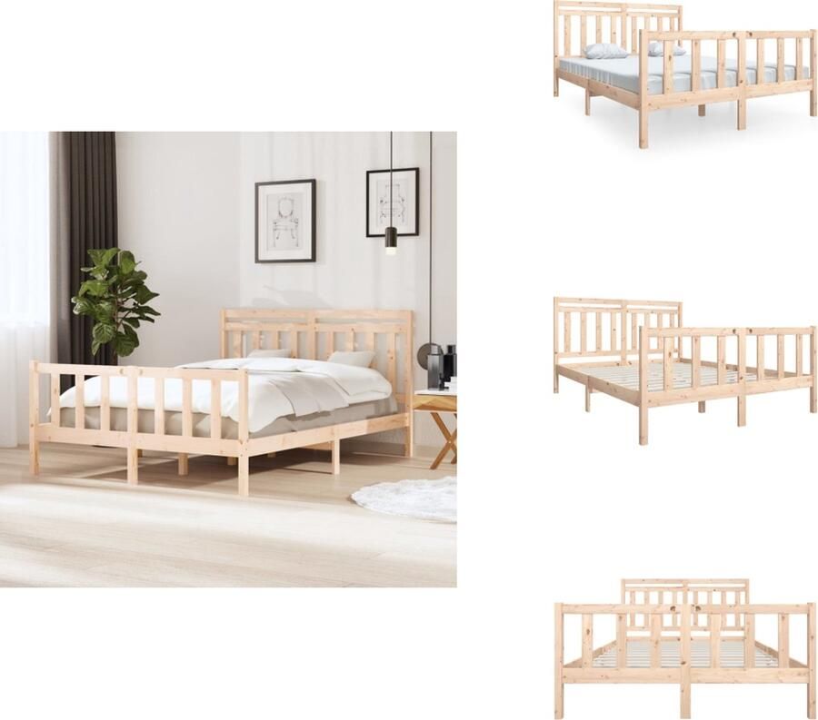 VidaXL Bedframe Bedframes Tweepersoonsbed Bed Bedframe massief hout 150x200 cm 5FT King Size