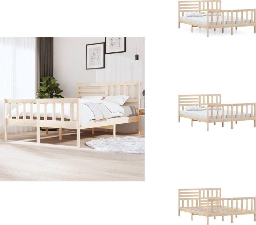 VidaXL Bedframe Bedframes Tweepersoonsbed Bed Bedframe massief hout 150x200 cm 5FT King Size