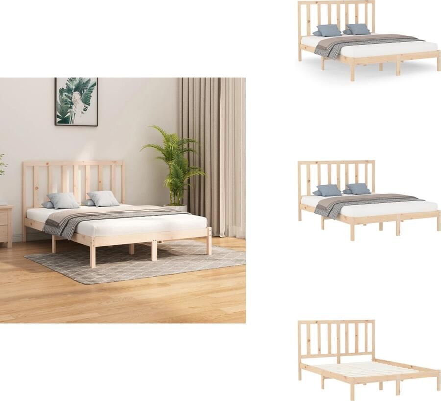 VidaXL Bedframe Grenenhout Classic Bedframe 205.5 x 165.5 x 69.5 cm Montage vereist Bed - Foto 2