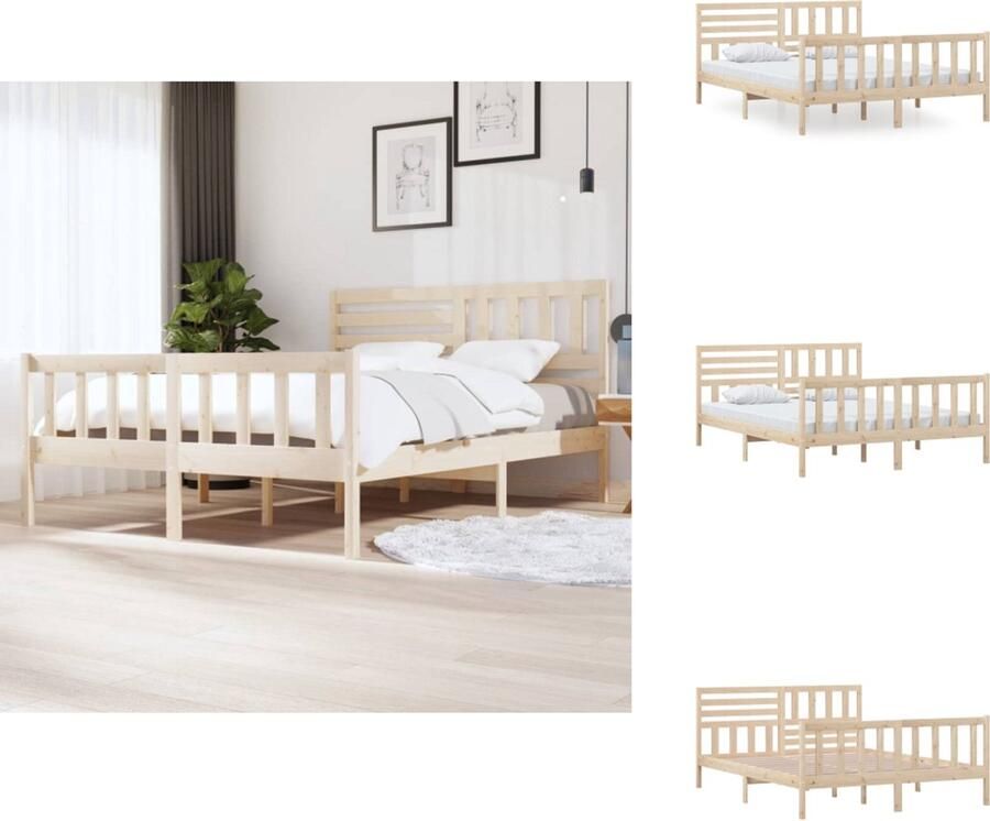 VidaXL Bedframe Grenenhout Classic Bedframe 205.5 x 165.5 x 69.5 cm Montage vereist Bed - Foto 4