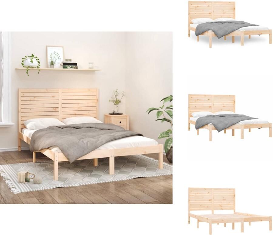 VidaXL Bedframe Bedframes Tweepersoonsbed Bed Bedframe massief hout 160x200 cm