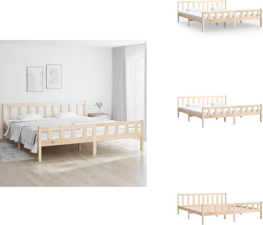 VidaXL Bedframe Grenenhout 205.5 x 185.5 x 69.5 cm 180 x 200 cm (6FT Super King) Montage vereist Bed