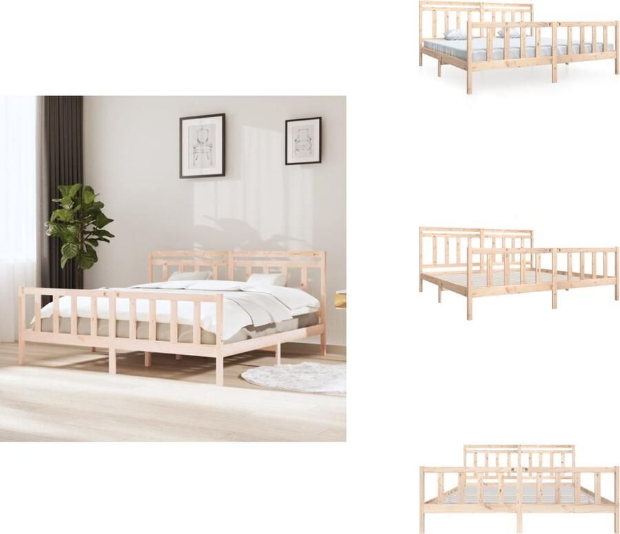 VidaXL The Living Store Bedframe Massief Grenenhout Tijdloos Ontwerp Houten Bedframe Afmeting- 205.5 x 206 x 100 cm Ken- Montage vereist - Foto 9