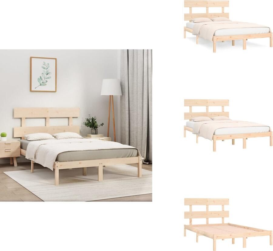 VidaXL The Living Store Bedframe Massief Grenenhout Tijdloos Ontwerp Houten Bedframe Afmeting- 205.5 x 206 x 100 cm Ken- Montage vereist - Foto 4